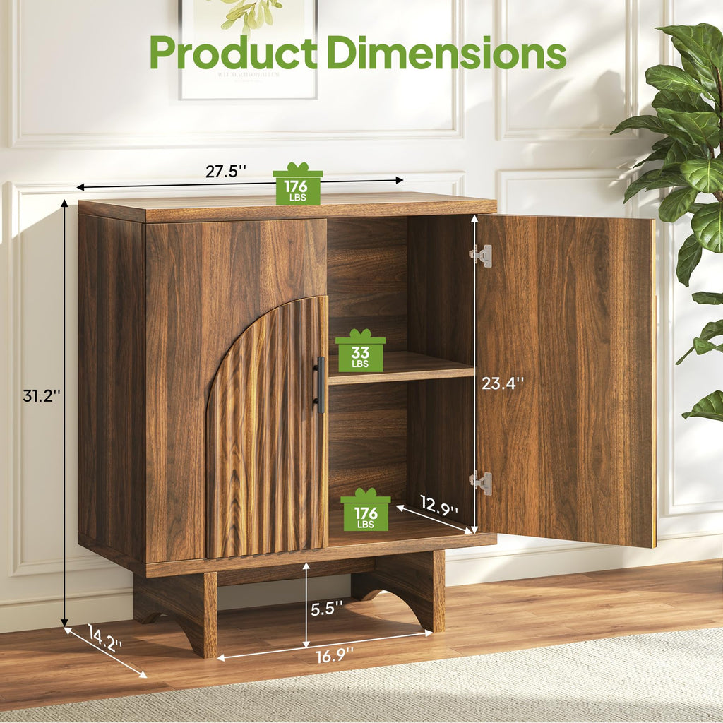 Sideboard Buffet Cabinet With Storage, Accent Cabinet, Walnut