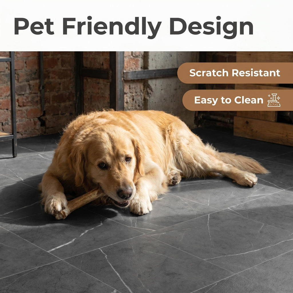 Peel and Stick Vinyl Floor Tiles 12"x12" x1.2mm - 30 Pcs Covers 30 Sqft Self-Adhesive Marble Look Flooring