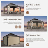 12 X 14ft Hardtop Gazebo with Nettings and Curtains, Heavy Duty Double Roof Galvanized Steel