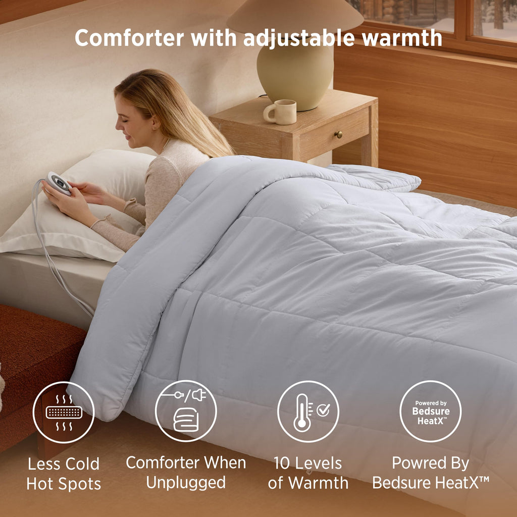 HeatX Heated Blanket, Thick Heated Comforter Duvet Insert
