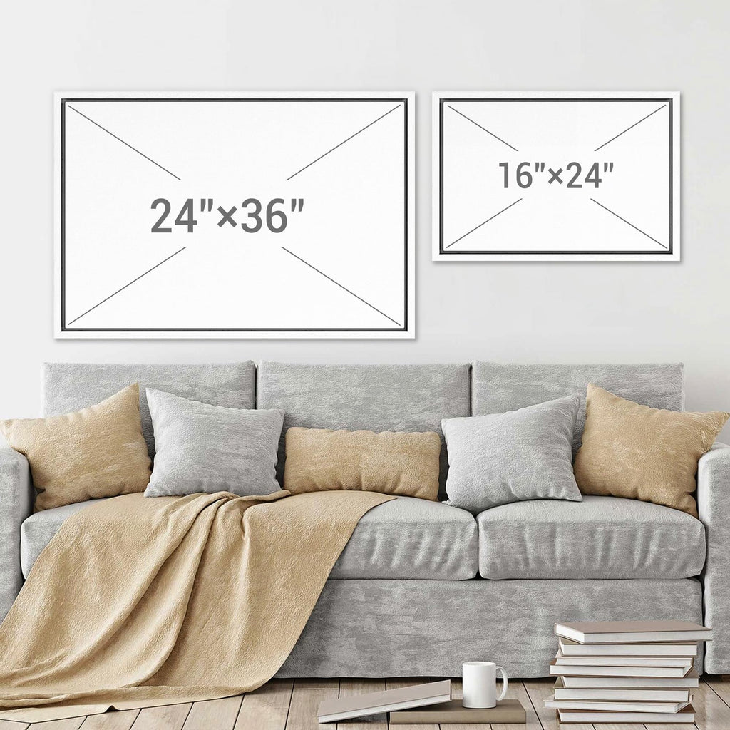 Framed Canvas Print Wall Art Set Mid-Century Brown Polygon Landscape Abstract Shapes Digital Art Modern Art