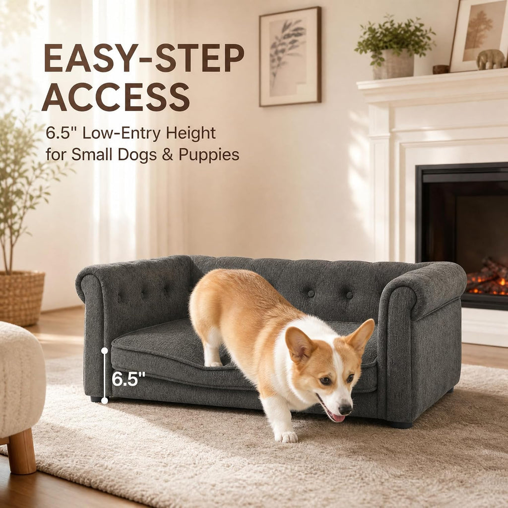 Dog Sofa Couch for Medium Dogs, Memory Foam Pet Couch with Washable Fabric Removable Cushion, Sofa Bed for Medium