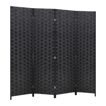 4-Panel Folding Room Divider | 6ft, Coal Black | Light & Portable