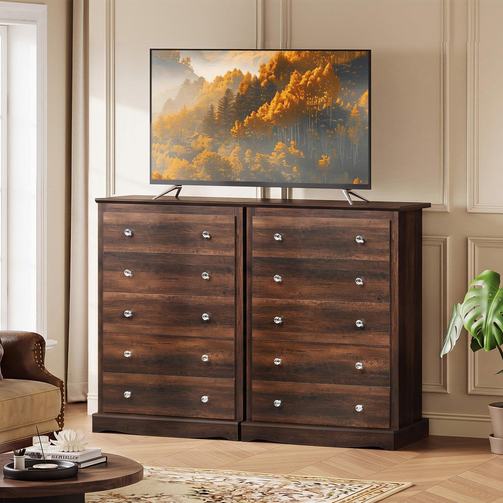 5 Drawer, 45" Tall with Exclusive Anti-Tip Structure, Modern Chest of Drawers with Large Capacity, Closet, Home