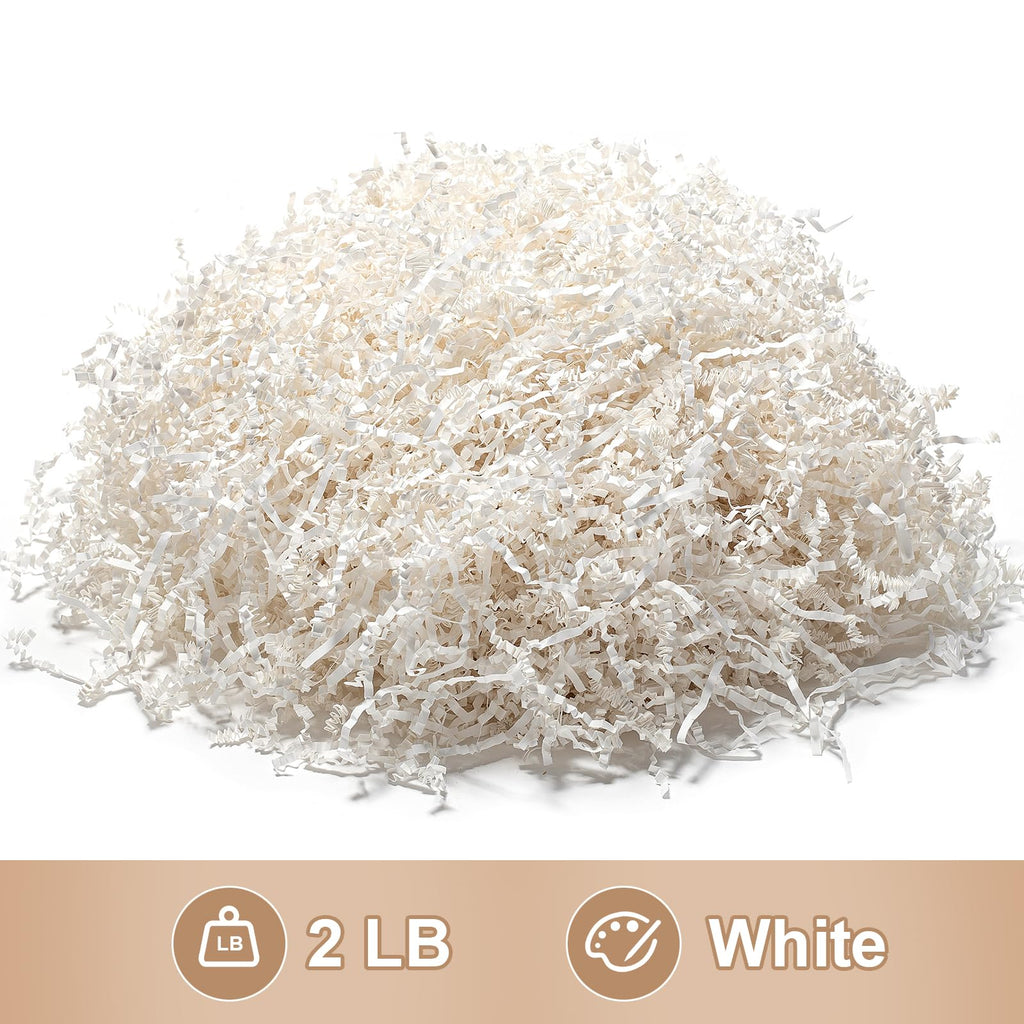 2 LB Crinkle Cut Paper Shred White Shredded Paper for Gift Box