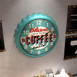 Menterry Bottle Cap Design Iron Retro Wall Clock, 13 inch Vintage Style
