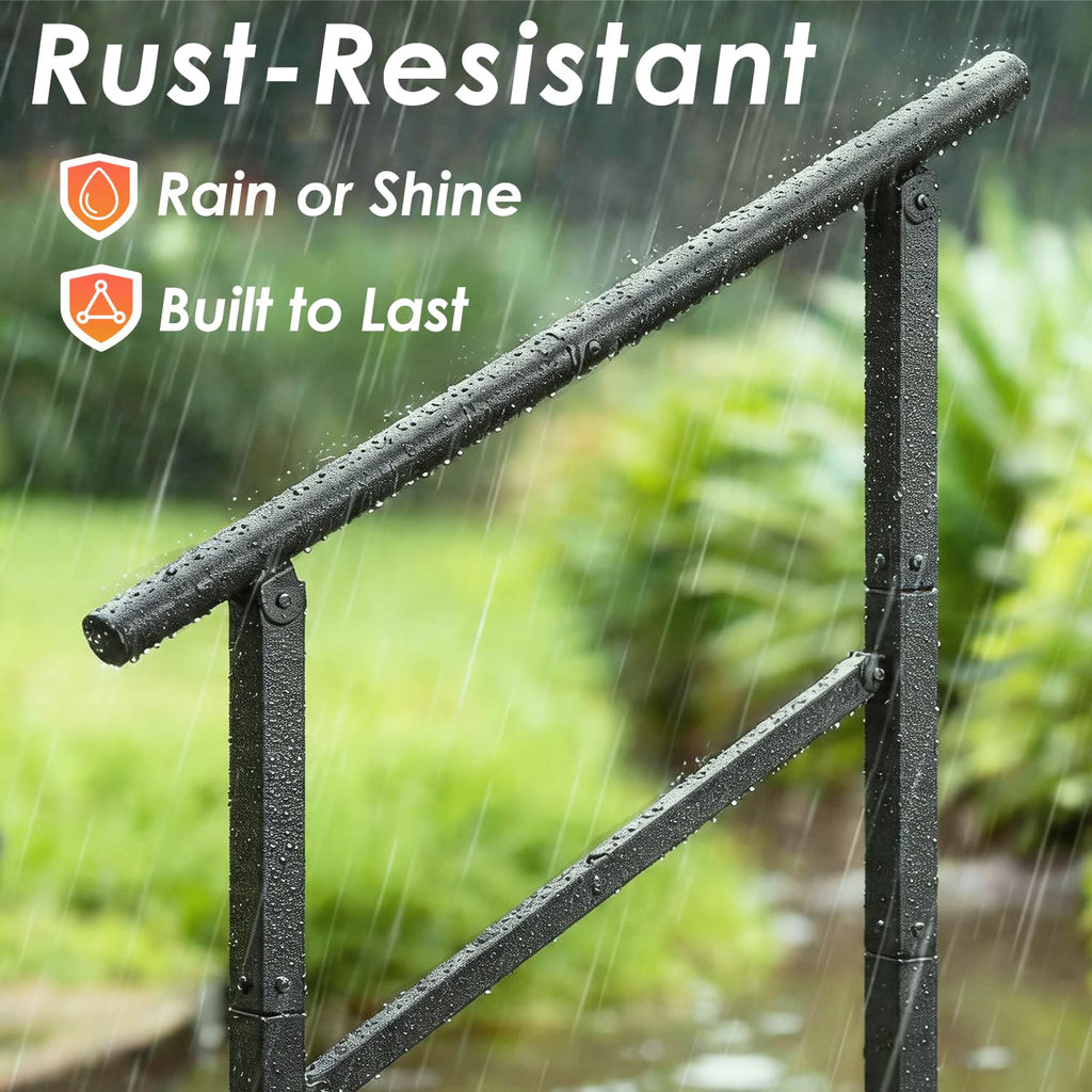Hand Rails for Outdoor Steps, 2 to 3 Steps Stainless Railing for Stairs, for Seniors & Kids, Outdoor Stair Railing for