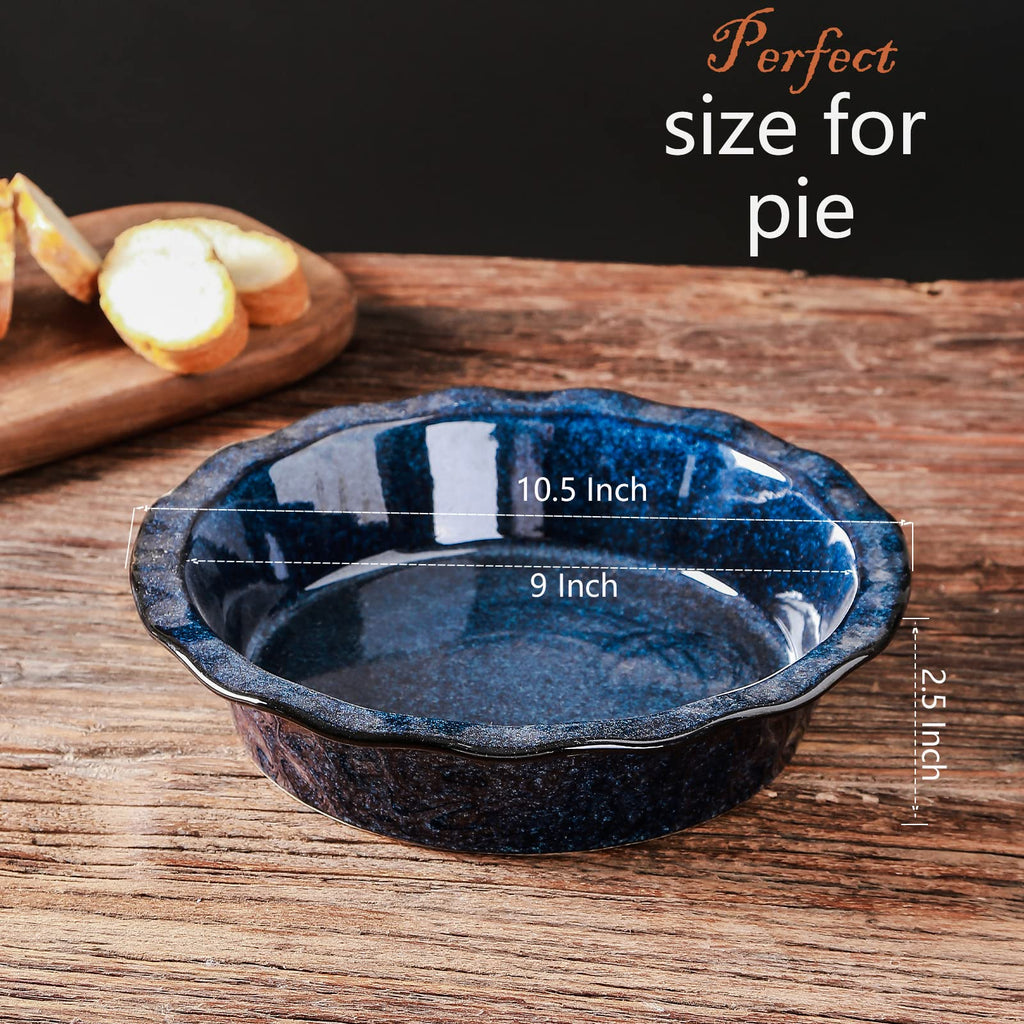 Ceramic Pie Pan for Baking - 9 inch Pie Plate, Round, Fluted and Deep Pie Dish for Tart, Pizza, Apple Pie, Quiche