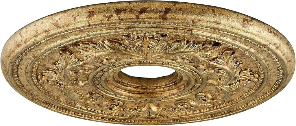 Ceiling Medallion, Hand Applied Vintage Gold Leaf with Gilded Accents, 22.k"Dx1.5"H