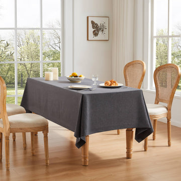 Linen Textured Rectangle Table Cloth, 60x84 Inch Charcoal