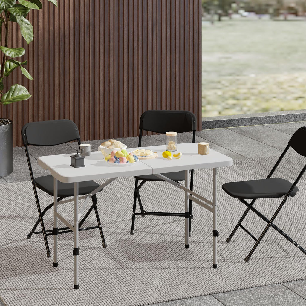 4ft Folding Table with Carry Handle, 48 Inch, White
