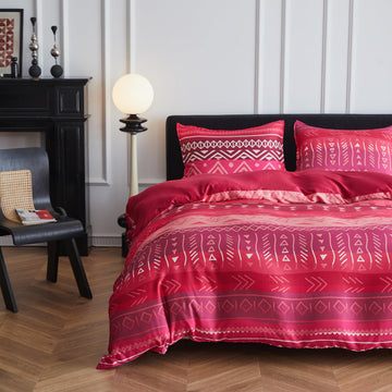 Boho Cooling Duvet Cover Set King Size, 3Pcs 100% Viscose from Bamboo Aztec Luxury Geometric Pattern Comforter Cover
