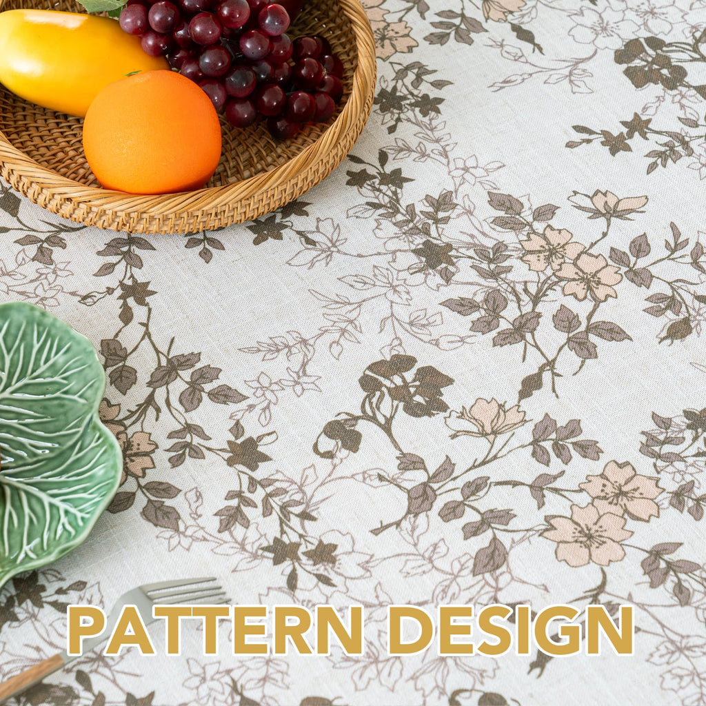 Linen Table Cloths Floral Printed Tablecloth Spill-Proof Waterproof Table Cover for Dining Buffet Feature Soft and
