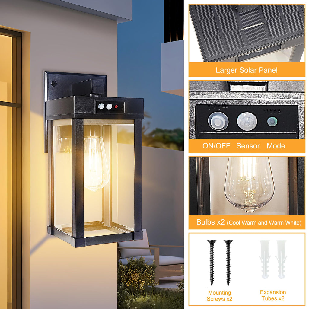 Solar Wall Lights Outdoor Waterproof with 3 Lighting Modes & Motion Sensor