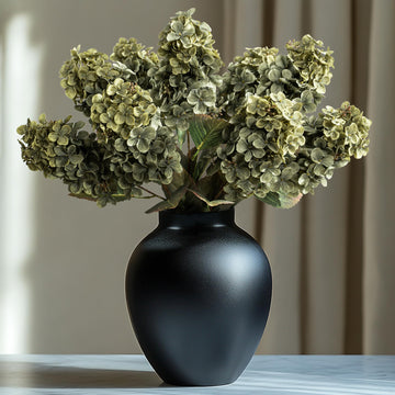 Green Hydrangea Artificial Flowers, Fake Fall Flowers Silk Hydrangea with Stems, Fall Faux DIY Floral for Table