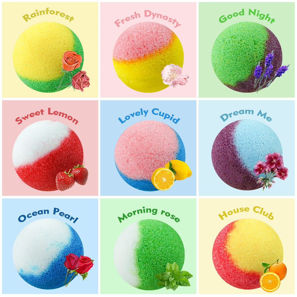 Luxury Bath Bombs Gift Set - 54pcs, 9 Aromas, Natural Spa Quality
