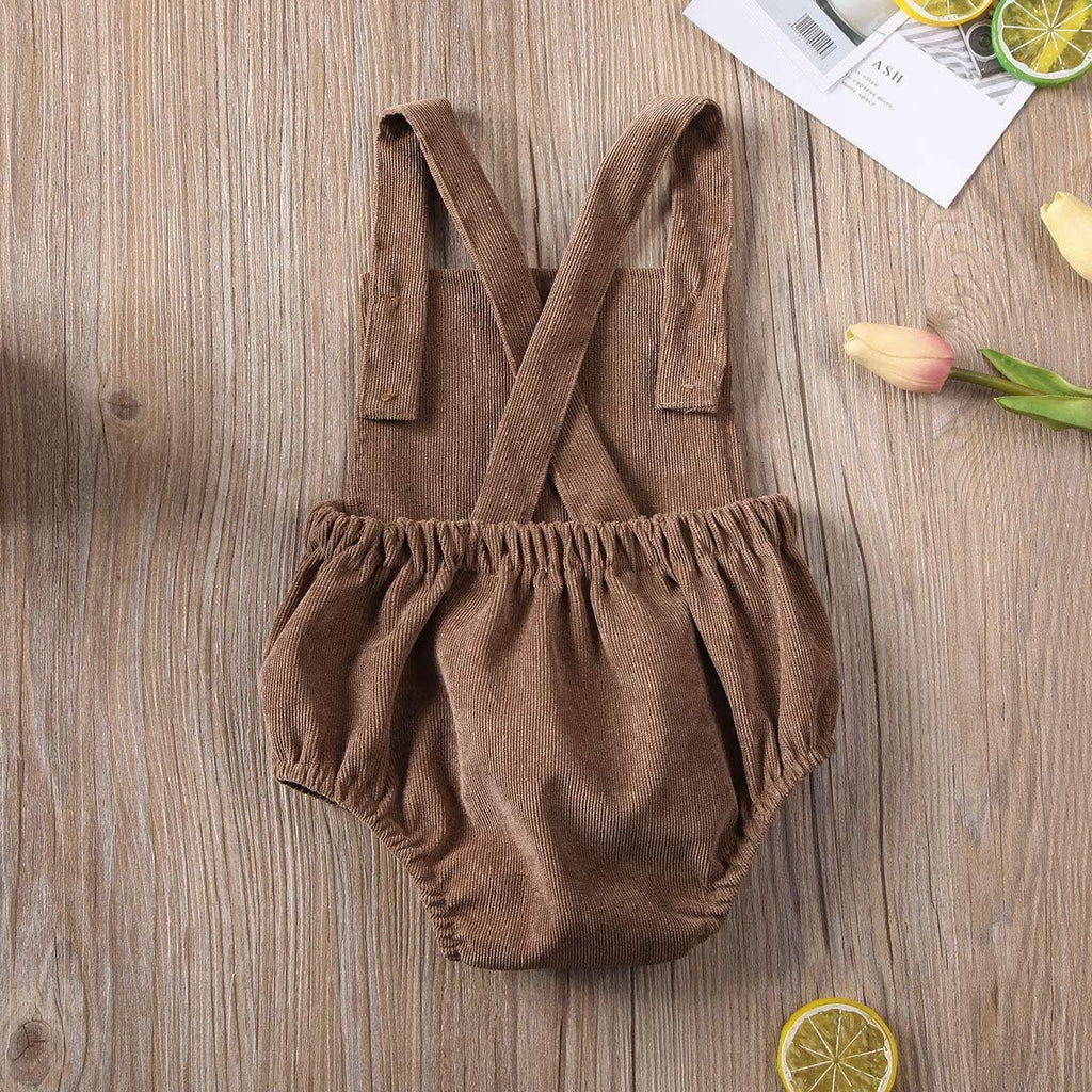 Baby Boy Girl Sleeveless Bubble Romper Corduroy Overall