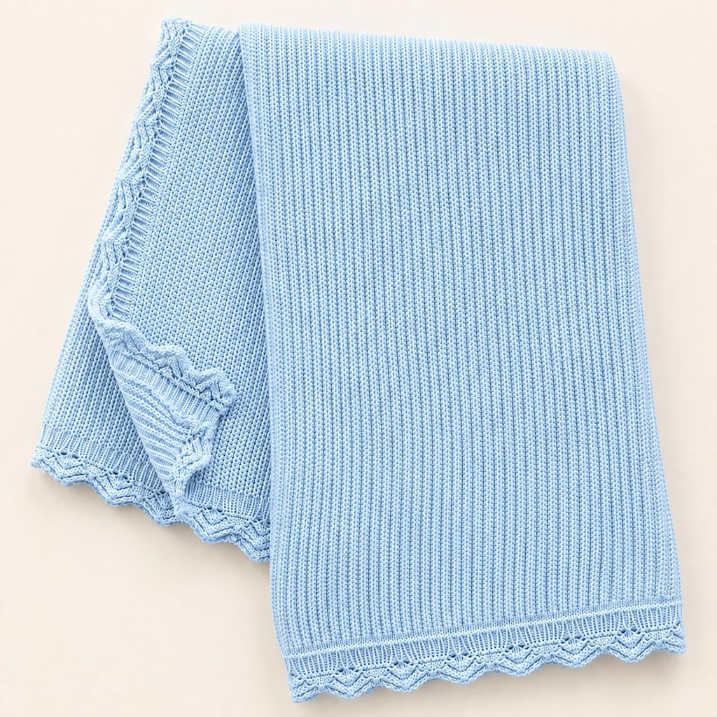 Blanket Receiving Blankets for Newborn Boys Girls Chunky Knit Neutral Blue