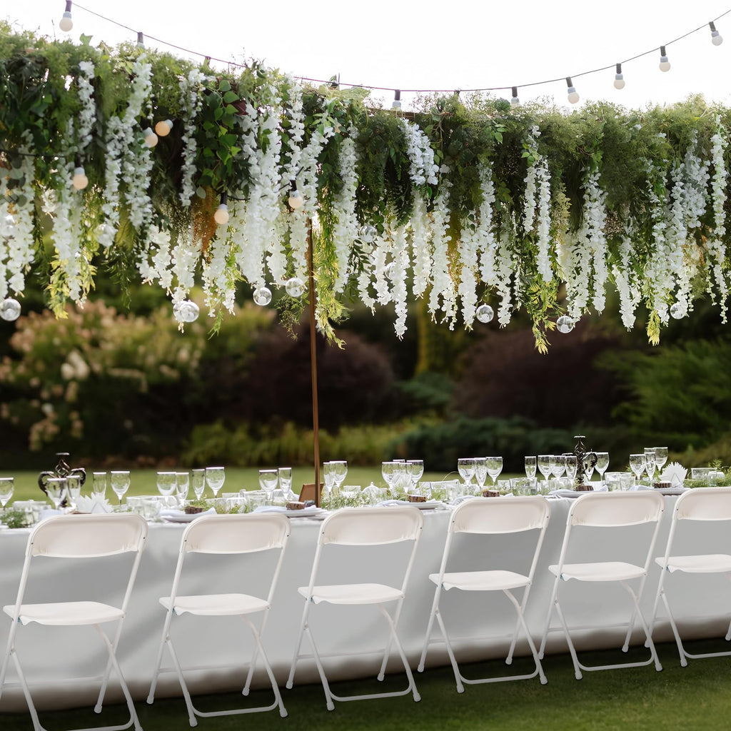 Plastic Folding Chairs Set of 100, White Plastic Folding Chairs, Perfect for Party Event Outside Entertaining, 350