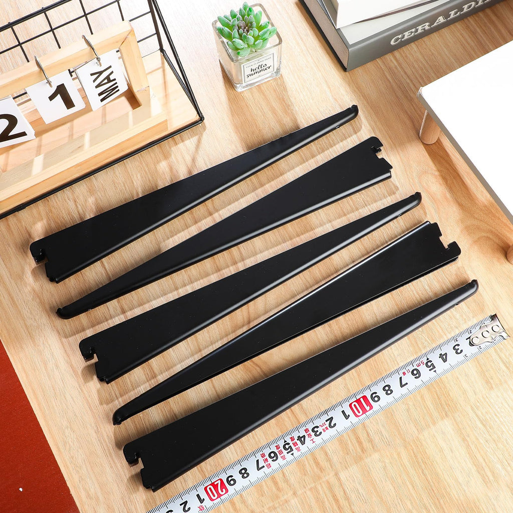 20 Pcs Adjustable Shelf Brackets for Double Track System Closet Organization Heavy Duty Wire Shelf Brackets (Black,9