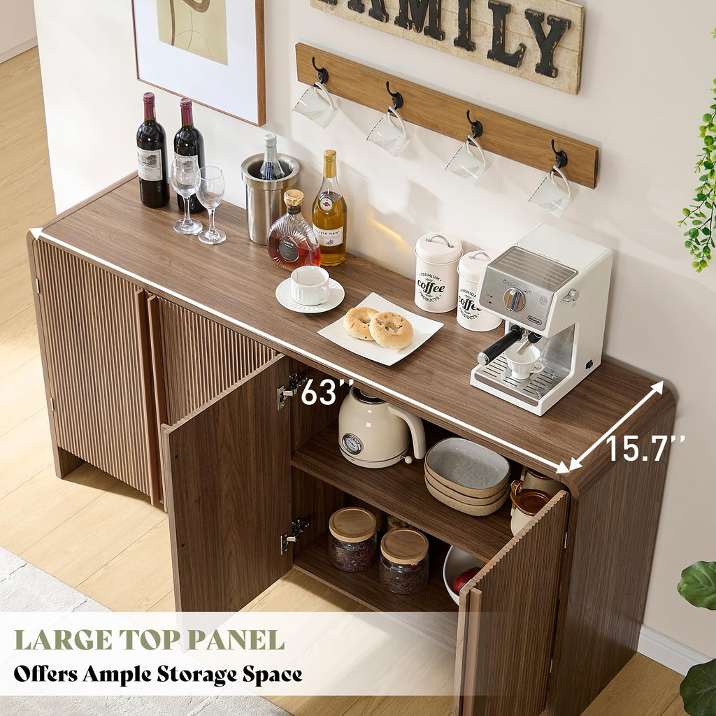 63" Modern Fluted TV Stand with Storage
