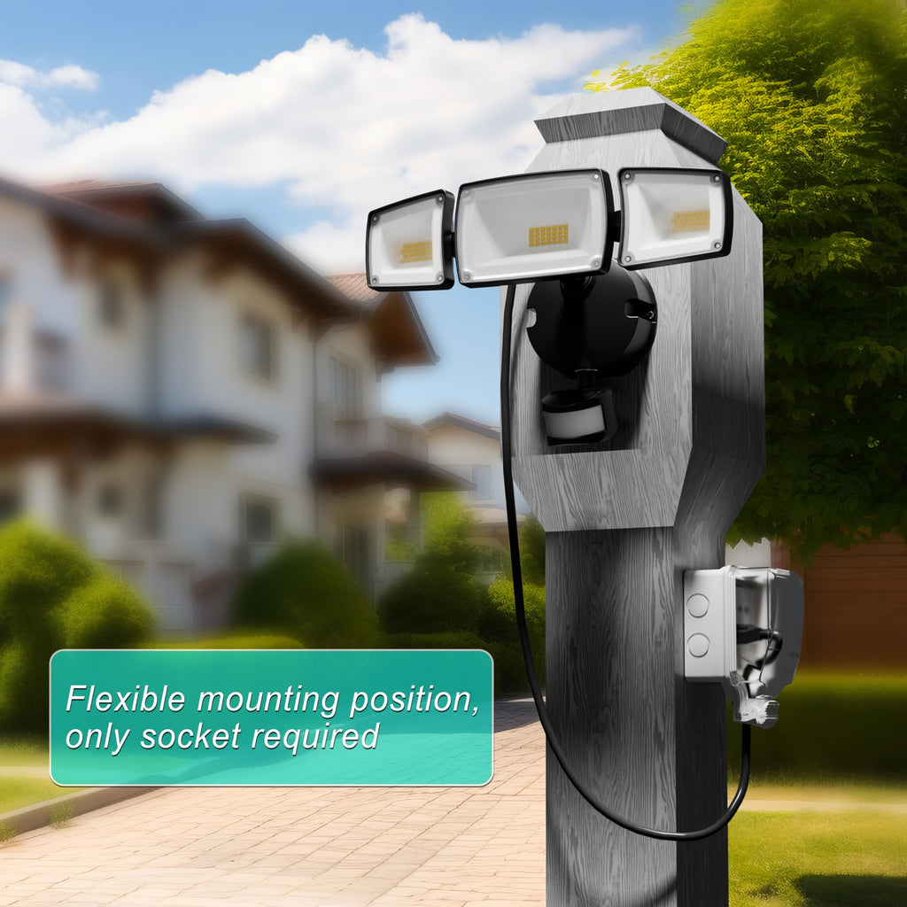 55W Plug in Flood Light Outdoor Motion Sensor Security Lights D2D Remote