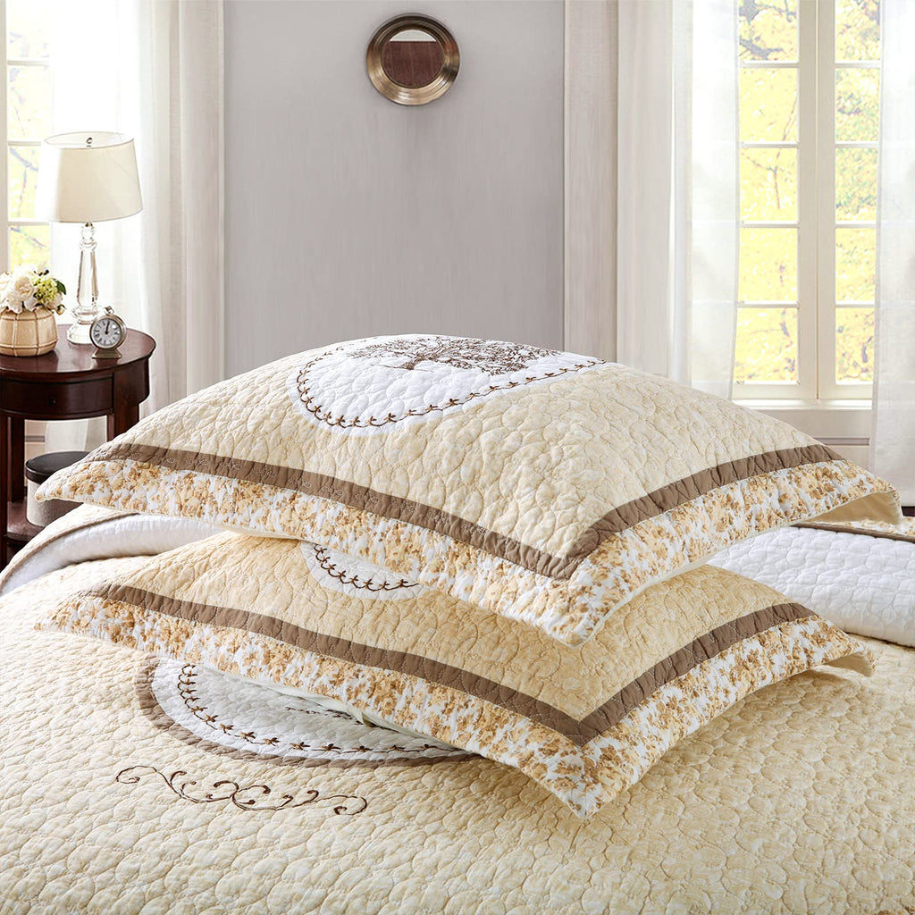 3PCS Tree of Life Embroidered Quilt Set