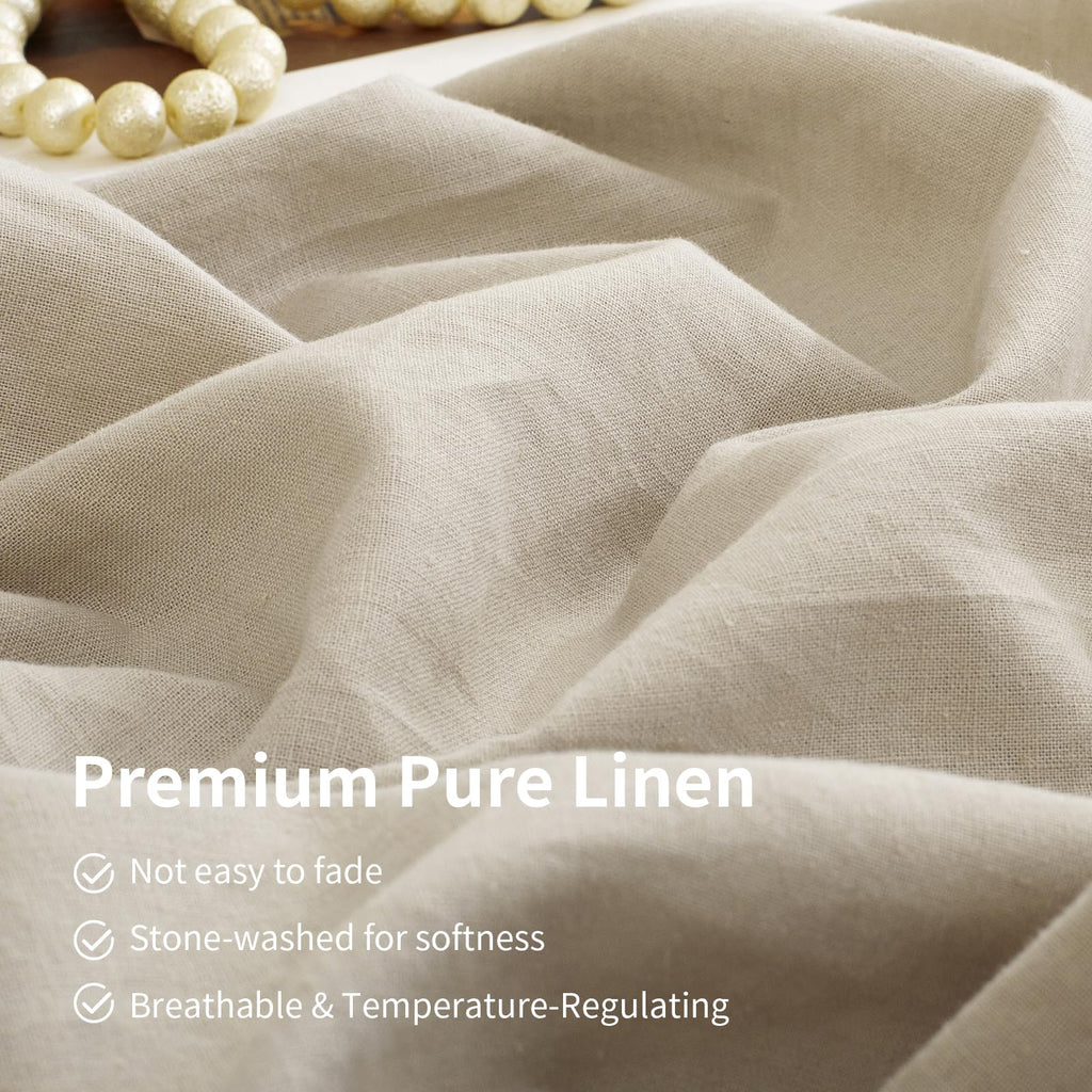 100% French Linen Sheets Bed Sheets 4Pcs, 16" Deep Pocket