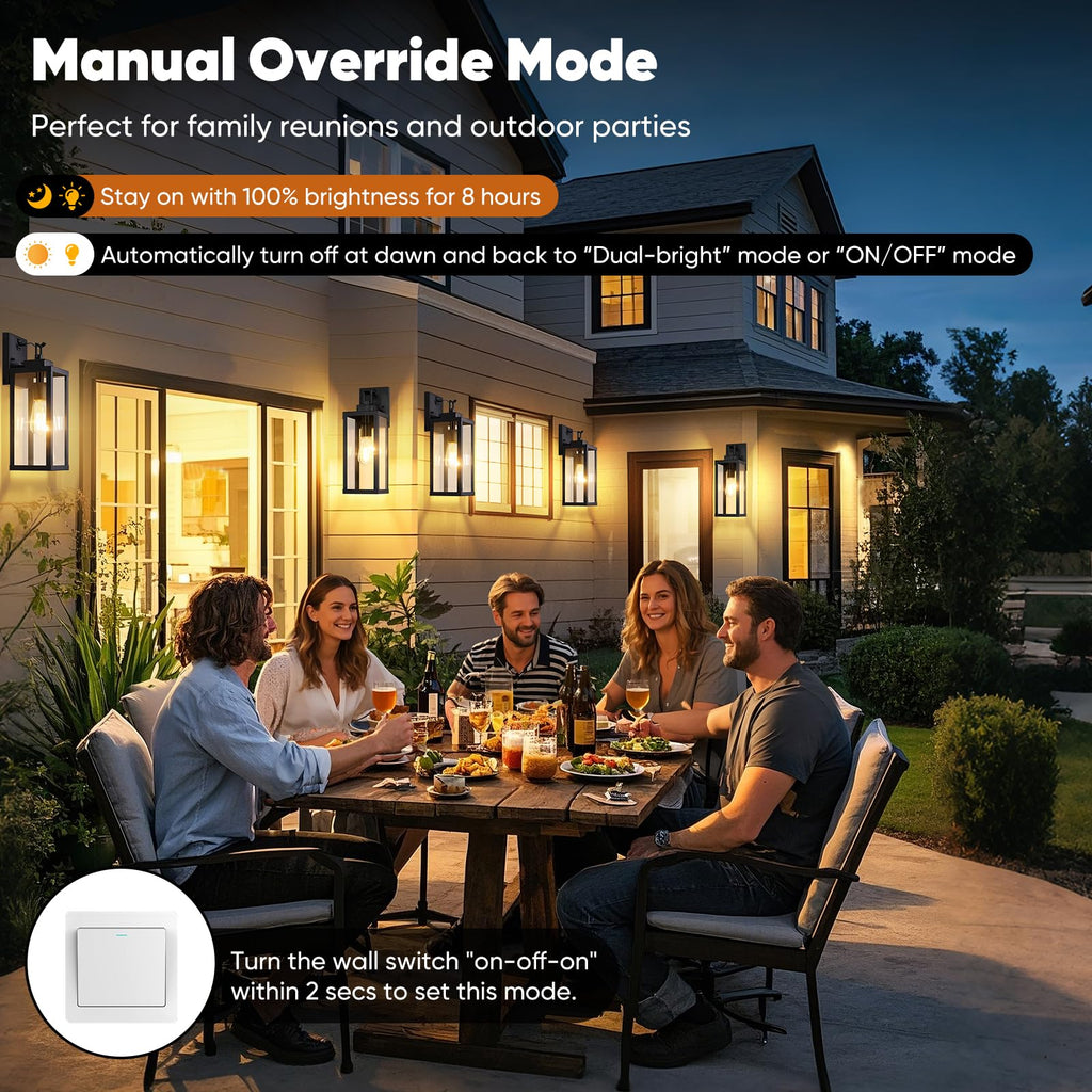 2-Pack 16" Upgraded Motion Sensor Outdoor Wall Lights, Black