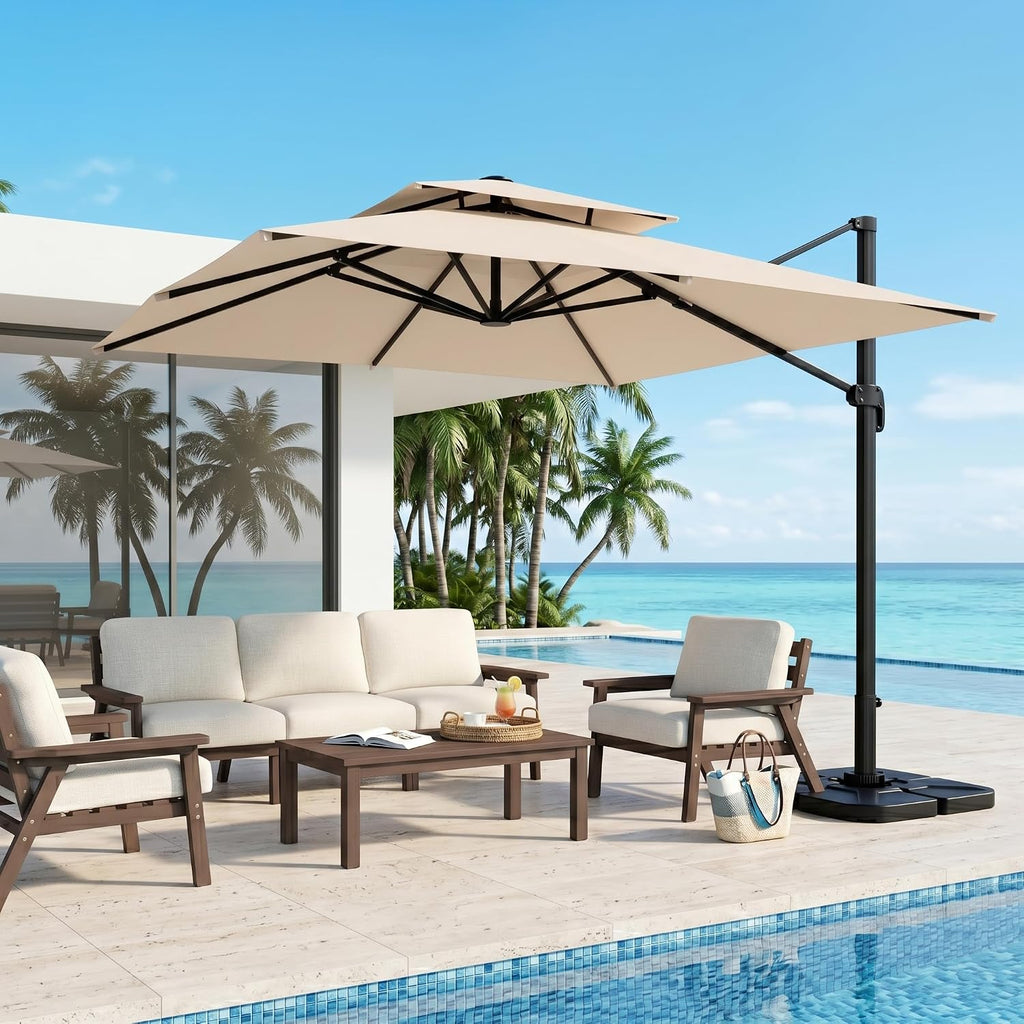 10' X 10' Cantilever Patio Umbrella with Double Top Vent