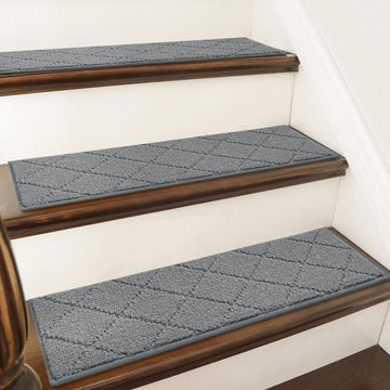 Stair Treads for Wooden Steps Non Slip 9"x28", 15pc, Medium Grey