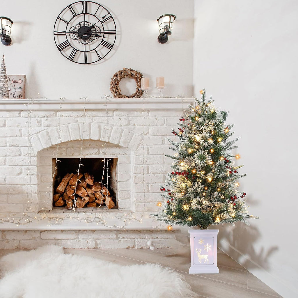 3ft Artificial Christmas Tree, Pre-Lit Christmas Trees with Lights