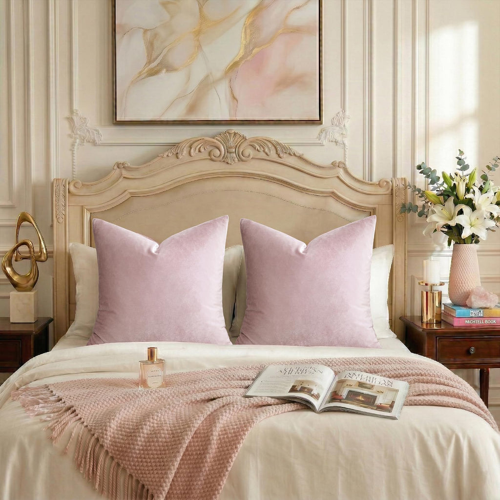 Sweet Lilac Velvet Throw Pillow Covers 20x20 Pack of 2