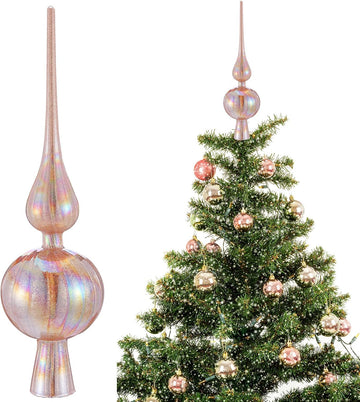 12" Mercury Glass Christmas Tree Topper,Classic,Glitter