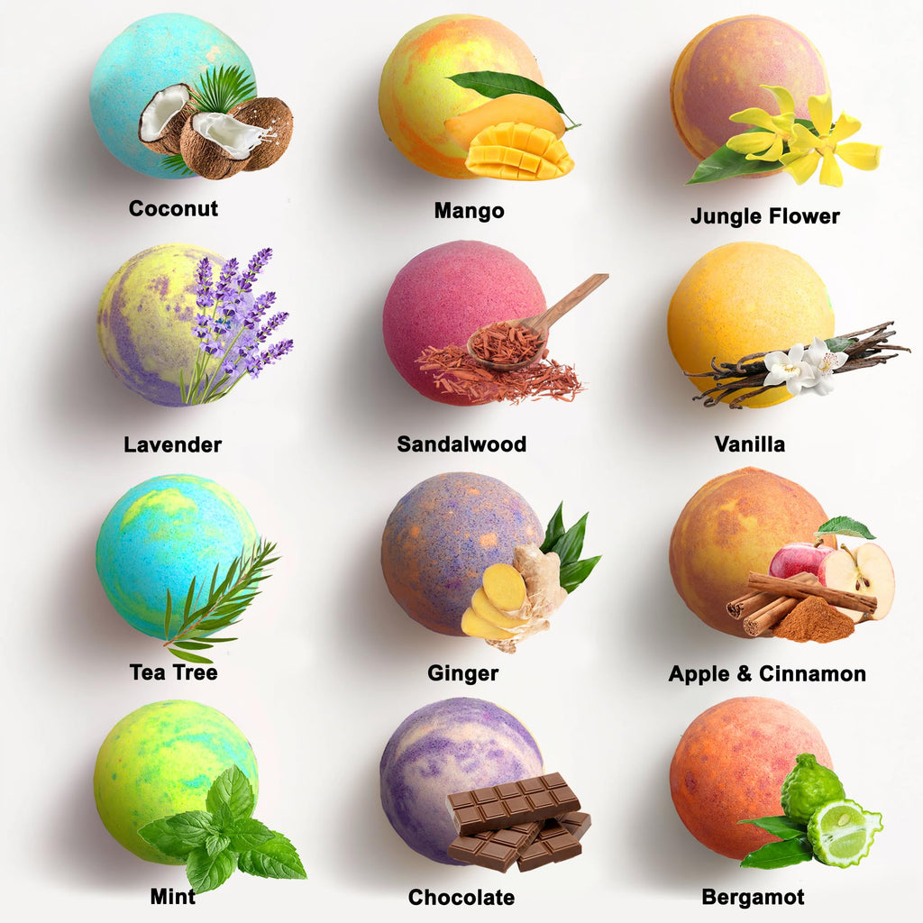 Luxury Bath Bombs for Men - Gift Set of 12 Large Bathbombs