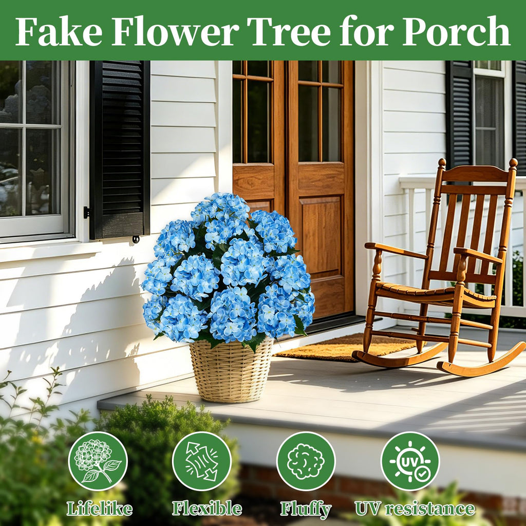 2 Pack 33" Artificial Topiary Ball Trees with Blue