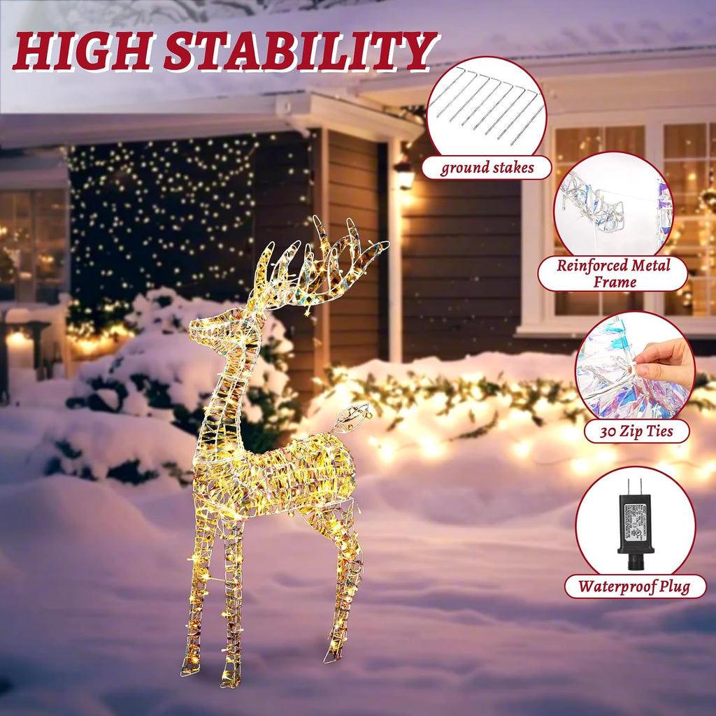 Christmas Iridescent Reindeer Decoration for Yard