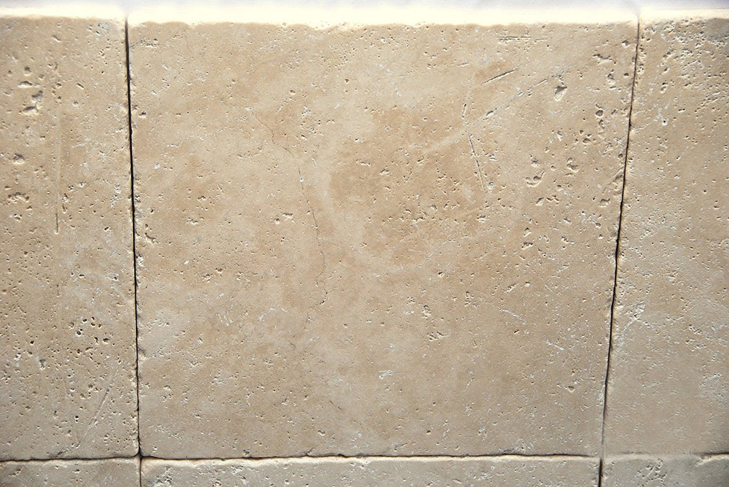 Light / Ivory 12X12 Tumbled Travertine Tile