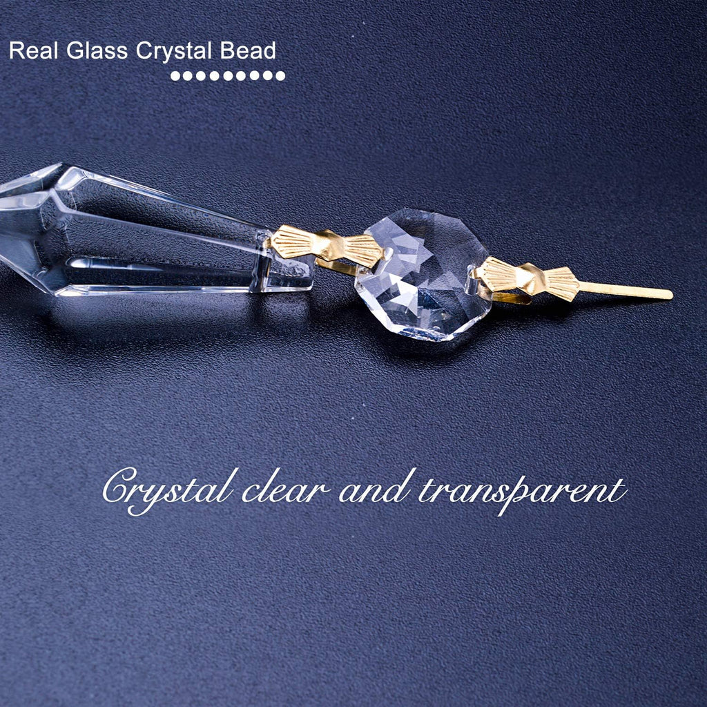 20 Pieces Replacement Clear Chandelier Icicle Crystal Prisms Octogan Crystal Bead for Lamp Decoration,38mm
