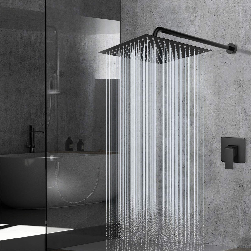Oversize Rain Shower Head - High Flow Square Rainfall Showerhead - Waterfall Full Body Coverage - Universal Ceiling