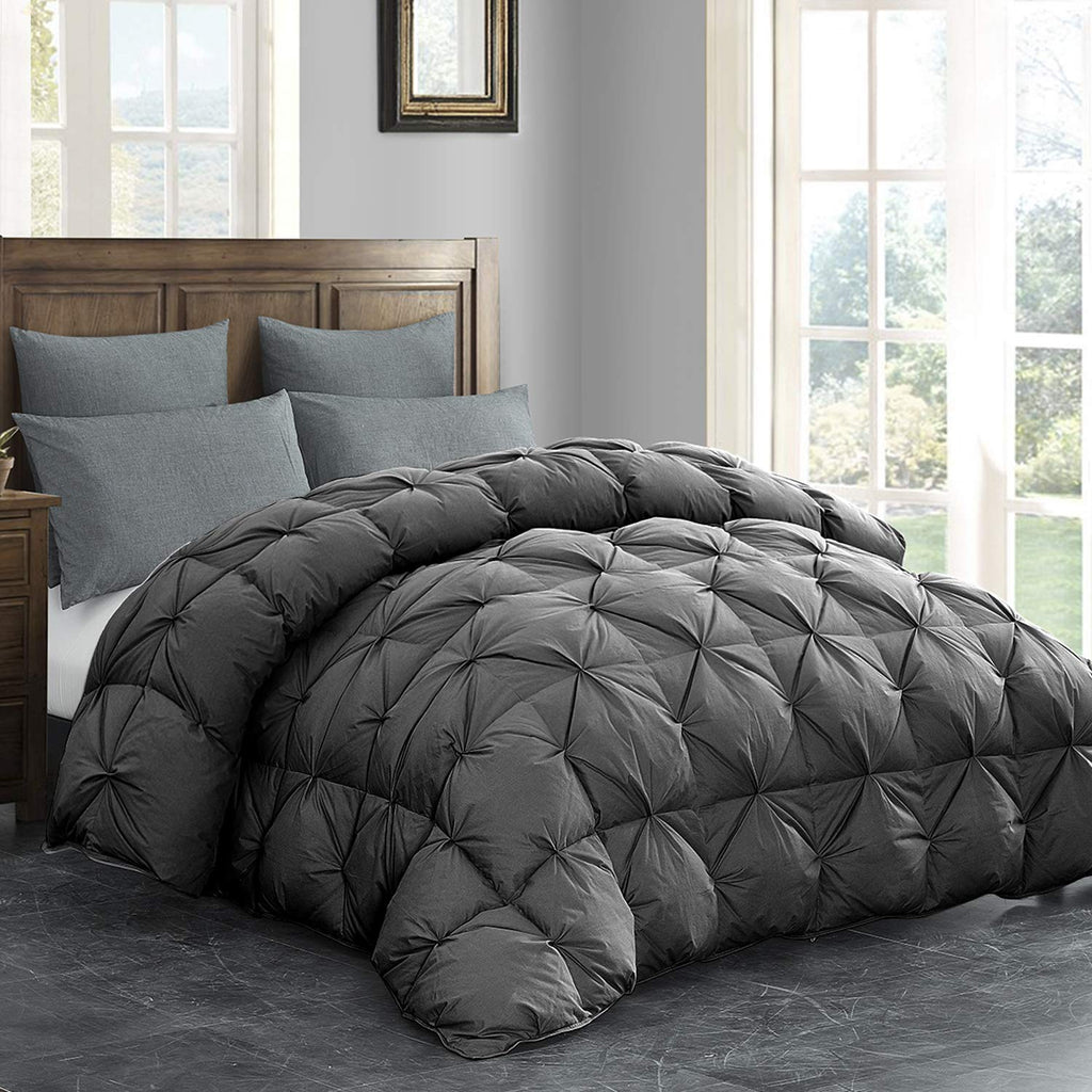 120x120 Oversized King Feather and Down Comforter, Pinch Pleat Super Palatial King Duvet Insert with 100% Cotton