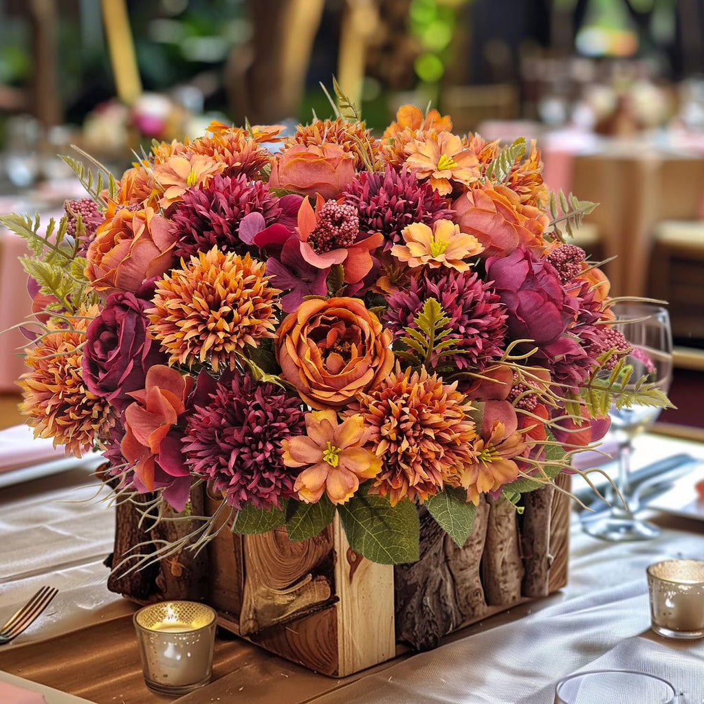 Bundles Large Artificial Fall Flowers Bouquet, Fall Floral Arrangements - Set of 3