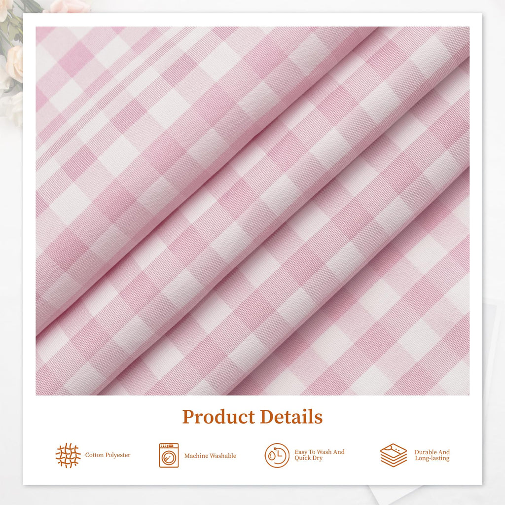 57"W x 72"L Gingham Polyester Fabric Cut By The Yard, Checkered Plaid Vintage Fabric for DIY, Handmade and Sewing