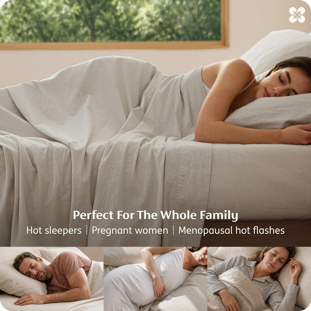 PureWoven European Linen Sheets, Cotton Linen Bed Sheets, 4PCS