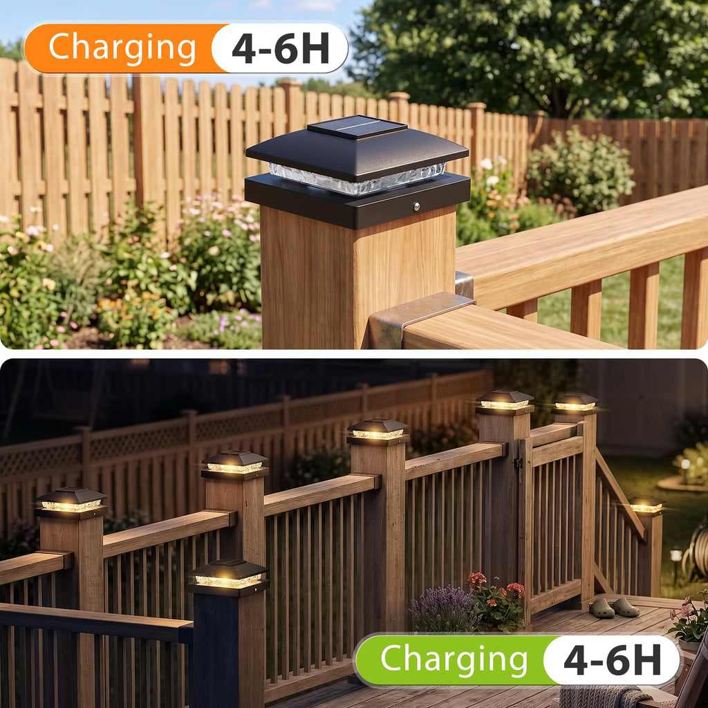 4x4 Solar Post Cap Light 24Pack, 2 Modes Waterproof for Deck Fence