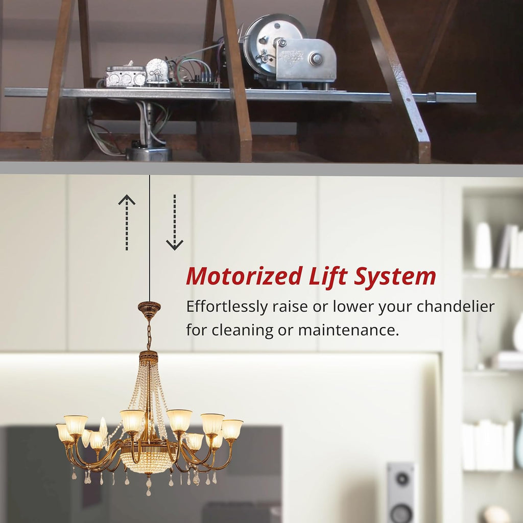 200 lb Motorized Chandelier Lift System with Remote Control, Commercial Grade – Light-Duty