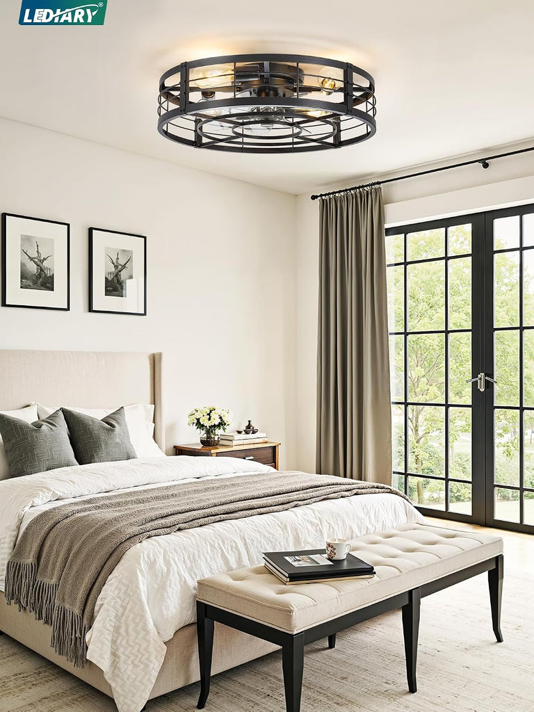 23 Inch Caged Ceiling Fan with Light and Remote