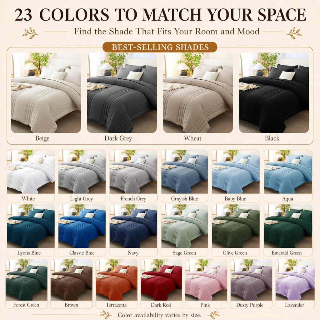 King Size Comforter Set French Grey - 7 Pieces Bed in a Bag
