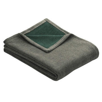 Reversible Classic Herringbone Tight Jacquard Woven Warm Velour Blanket Throw Aberdeen - Forest Green
