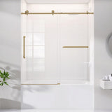 Sliding Tub Shower Door 56-60 in. W x 60 in. H Frameless Bypass Bathtub Shower Doors 1/4 inch Clear Tempered Glass